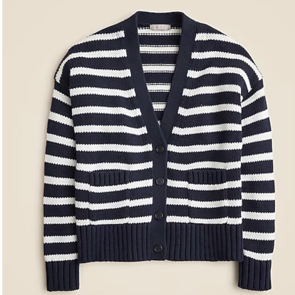 J. Crew Navy and White Striped Sweater
